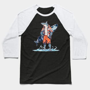 Meh Hawaiian Anime Shark Surfer Baseball T-Shirt